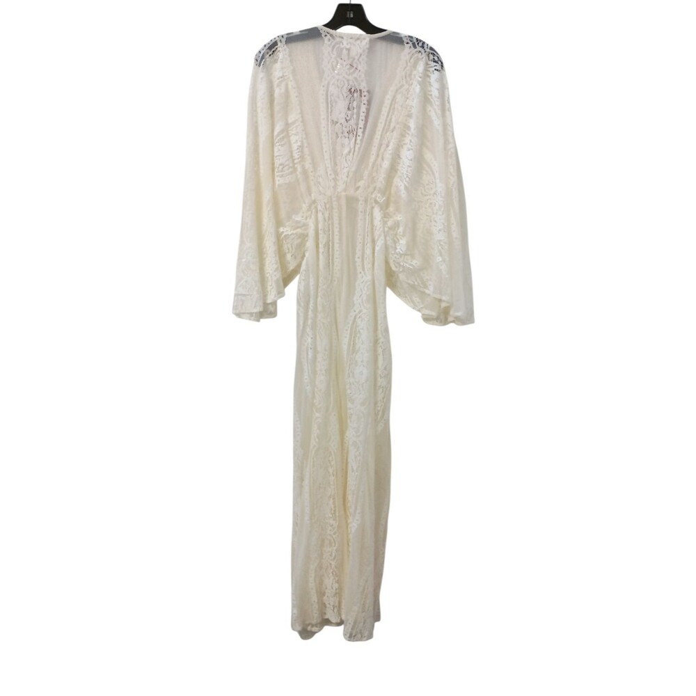 Band of the Free Lace Kimono Boho Duster Ivory Sheer Maxi Festival Beach Coverup - Picture 7 of 7